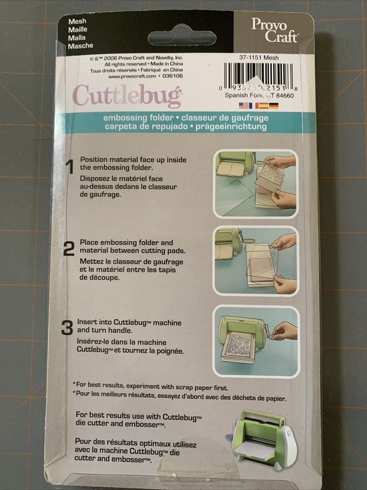 Cuttlebug Provo Craft Plastic 3D Embossing Folders MESH 37-1151