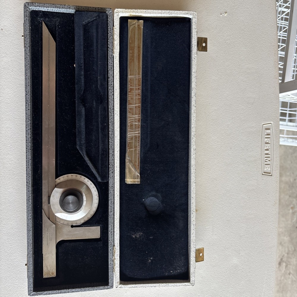 SOMET PRECISION BEVEL PROTRACTOR 8" & 12" BLADE LENGTHS + CASE