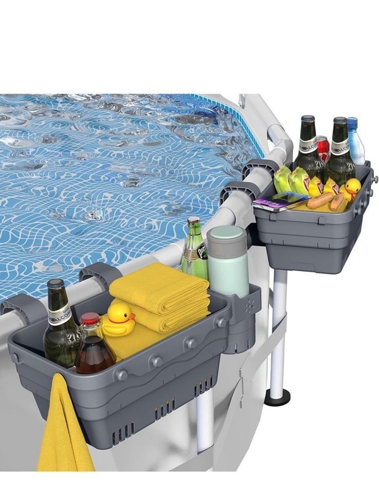 Storage sets for pools includes 2 baskets 2 cup holder weather resistant NWT