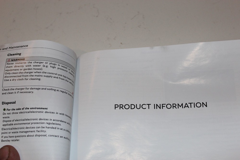 Bentley Home Charging Unit Users Manual OEM #3SE012723SA