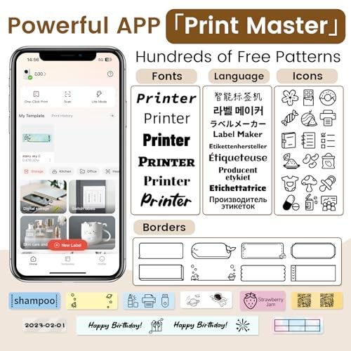D30 Label Maker, Bluetooth Wireless Mini Label Maker Machine, White Classic