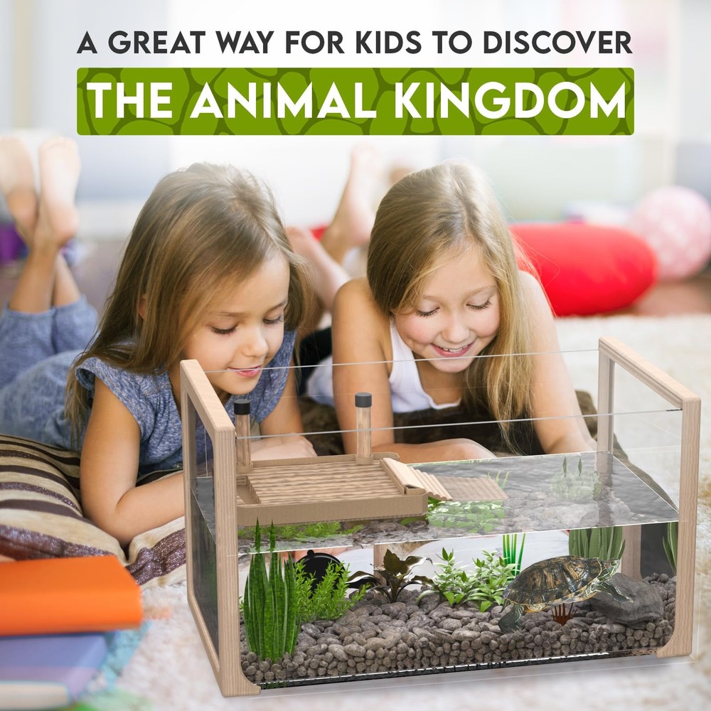 Turtle Aquarium Kit - Aquatic Turtle Tank with Filter and Light + Turtle Bask...