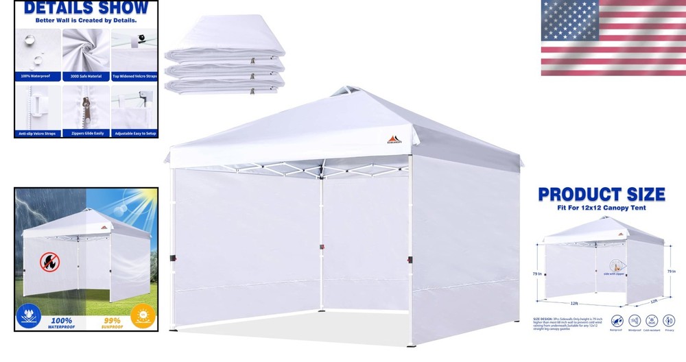 Durable Waterproof Side Walls for Canopy, 3 Pack