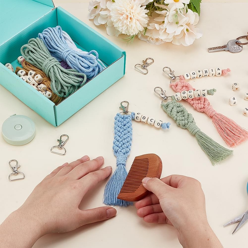 DIY Macrame Cletter Keychains 6 Set Handmade Macrame Keychains for Beginners ...