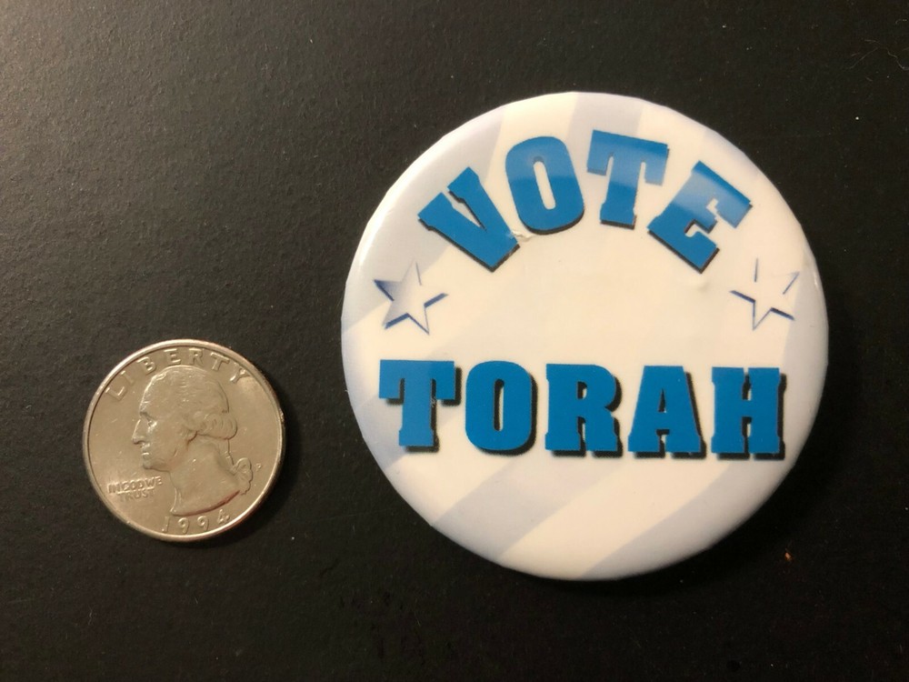 Old Vintage "VOTE TORAH" Pinback Button 2 1/4"