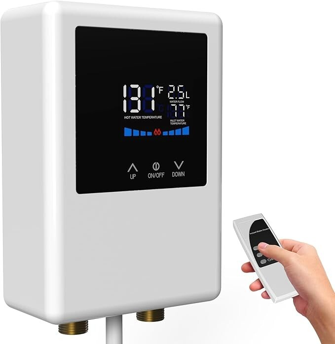 Tankless Water Heater Electric, 5500W 110V Instant Hot Water Heater with Remote