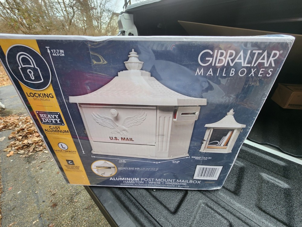 Gibraltar Hamilton Premium, Large, Locking, Aluminum, Post Mount Mailbox, White