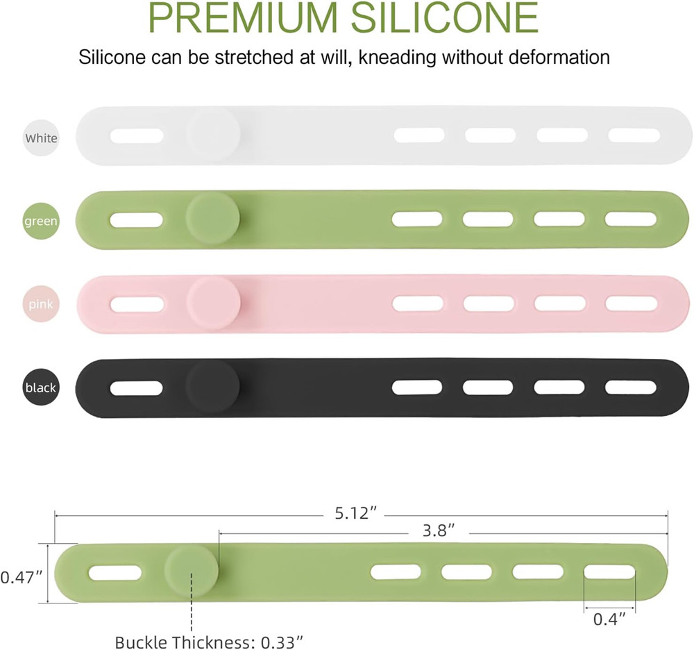 Donruby 24Pcs Silicone Cable Ties - Reusable & Washable with Locking Buckles,