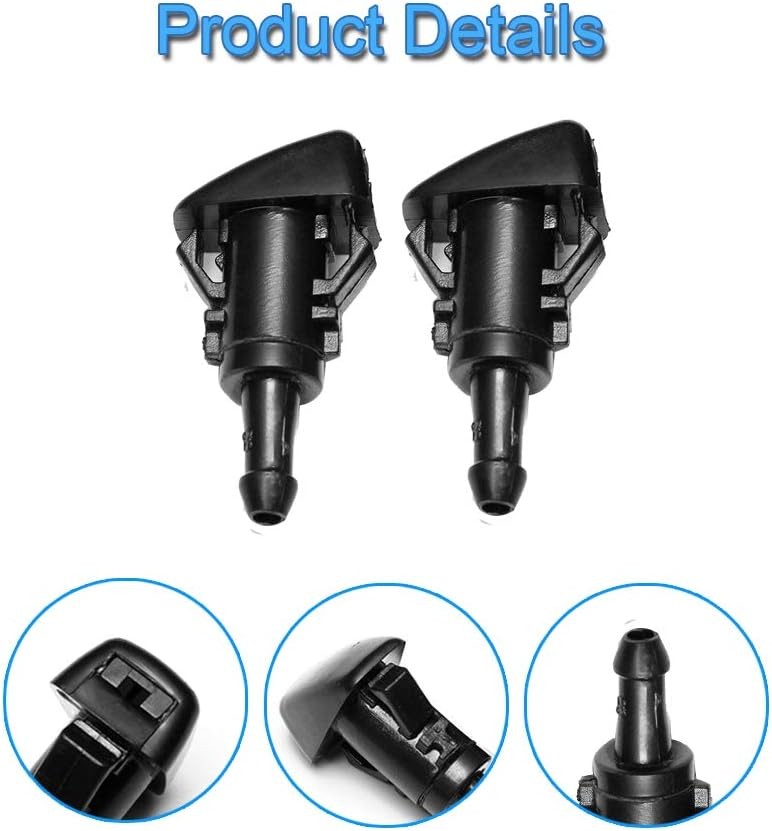 Front Windshield Washer Nozzles Wiper Spray Kit- For: Dodge, Ram, Jeep - Replace