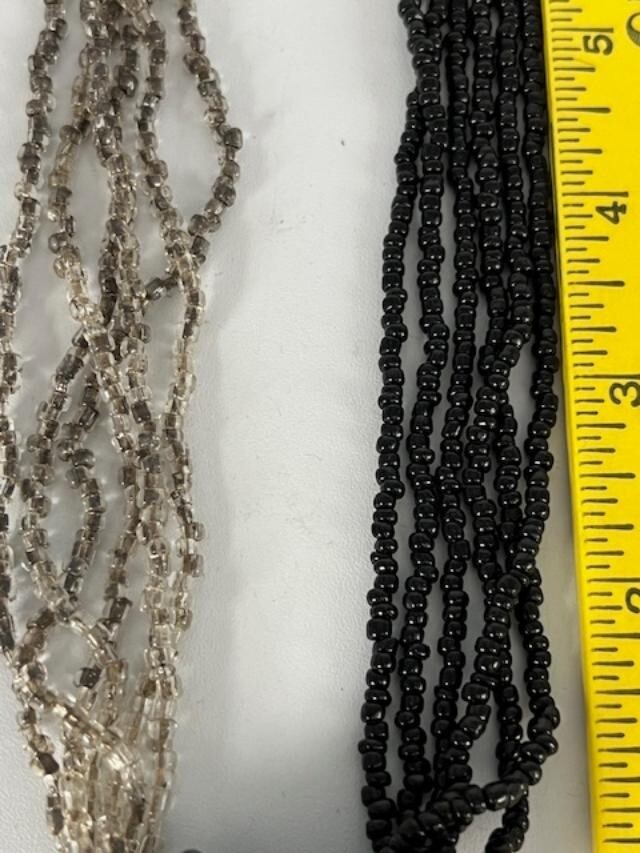Black And Grey Seed Bead Multi Strand Necklace