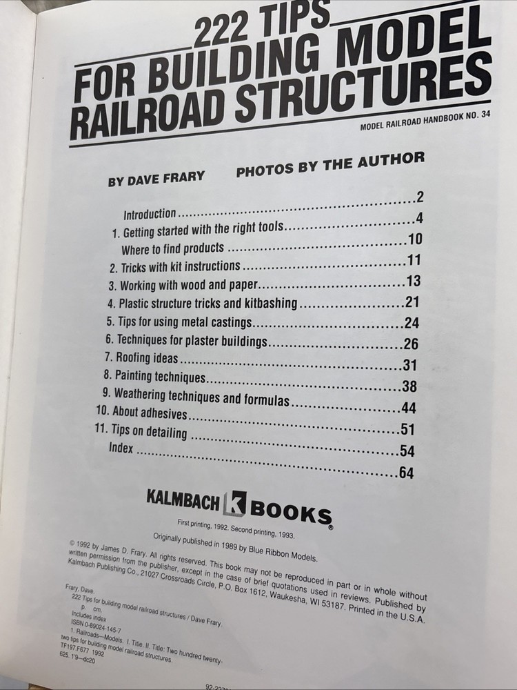222 Tips For Building Model Railroad Structures (Dave Frary) Handbook No. 34