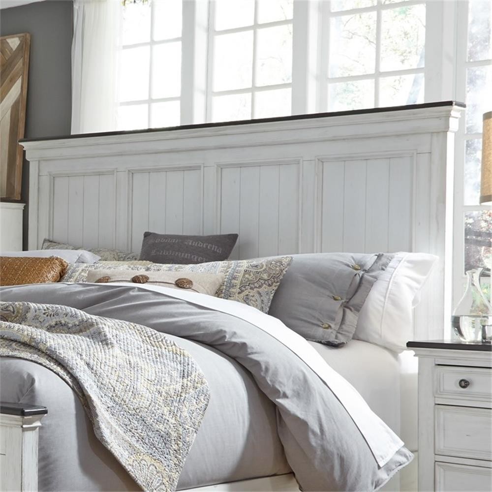 Bowery Hill Contemporary King Panel Headboard in White Finish