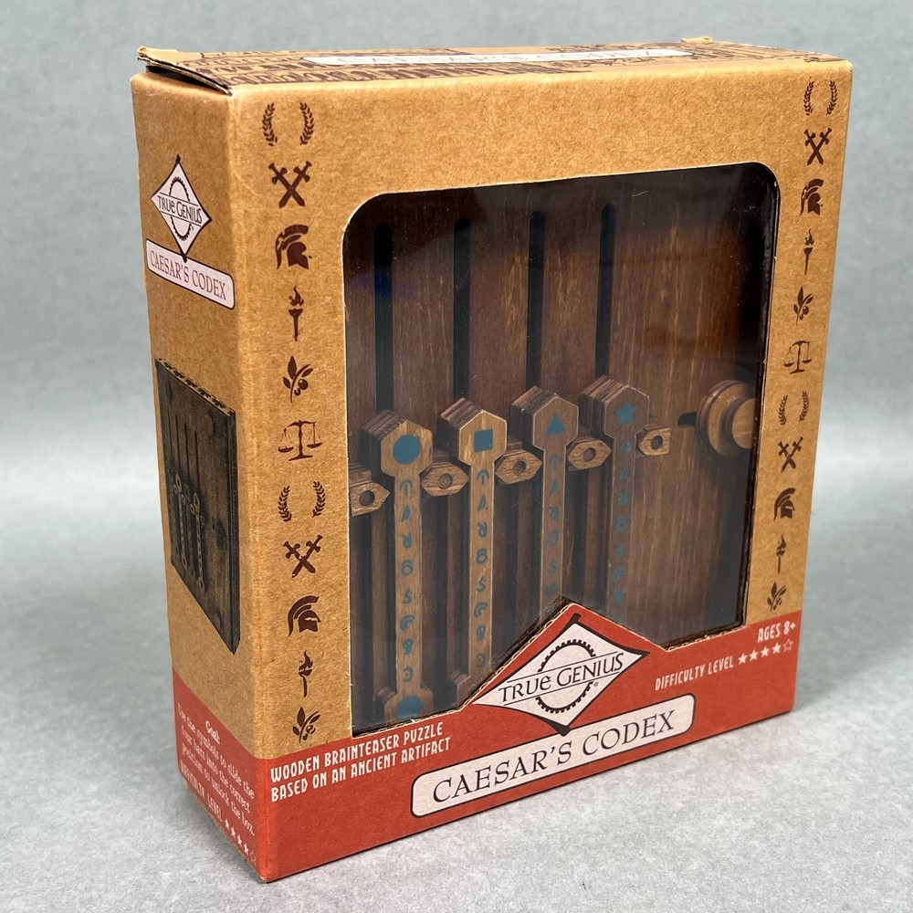 Caesar's Codex Puzzle Box - True Genius Wooden Brainteaser, Multi-Step Codex Box