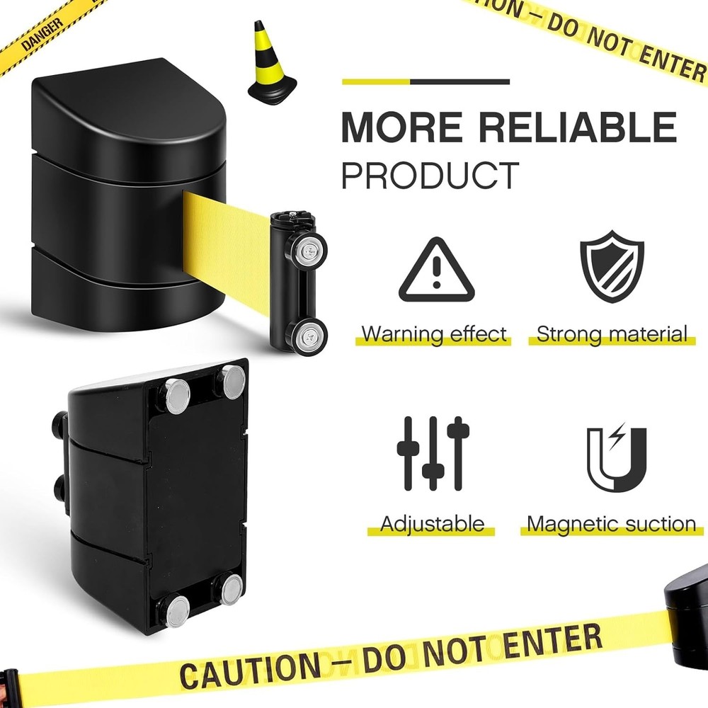 Magnetic Wall Mount Barrier Set, Caution Do Not Enter, 4 Pcs