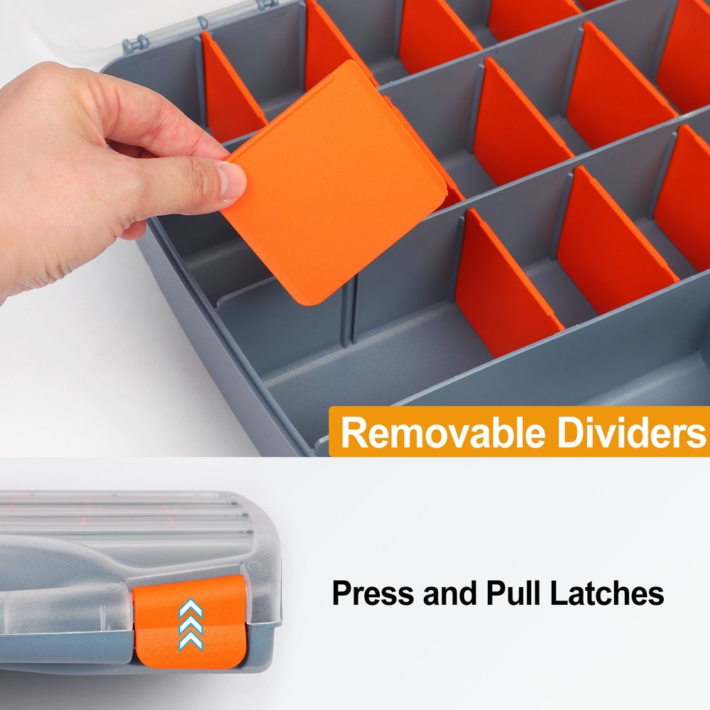Single Side Tool Organizer 15"x12.2"x2.8" 21-Compartment Tool Storage Box