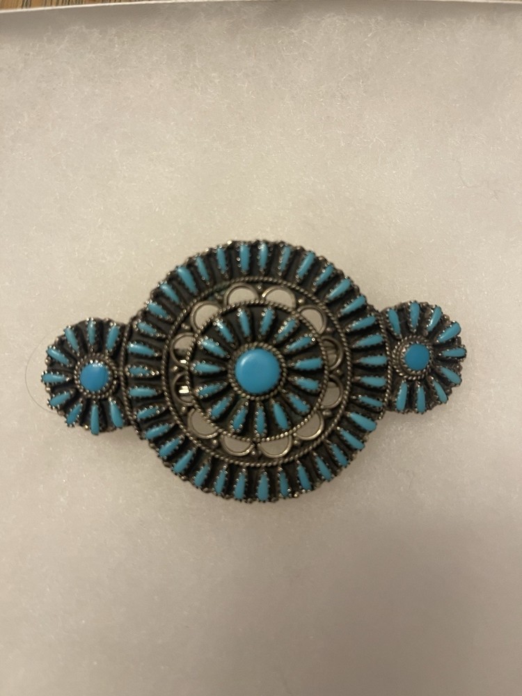 Exceptional Native American Turquoise Needlepoint barette, Zuni craftsmanship