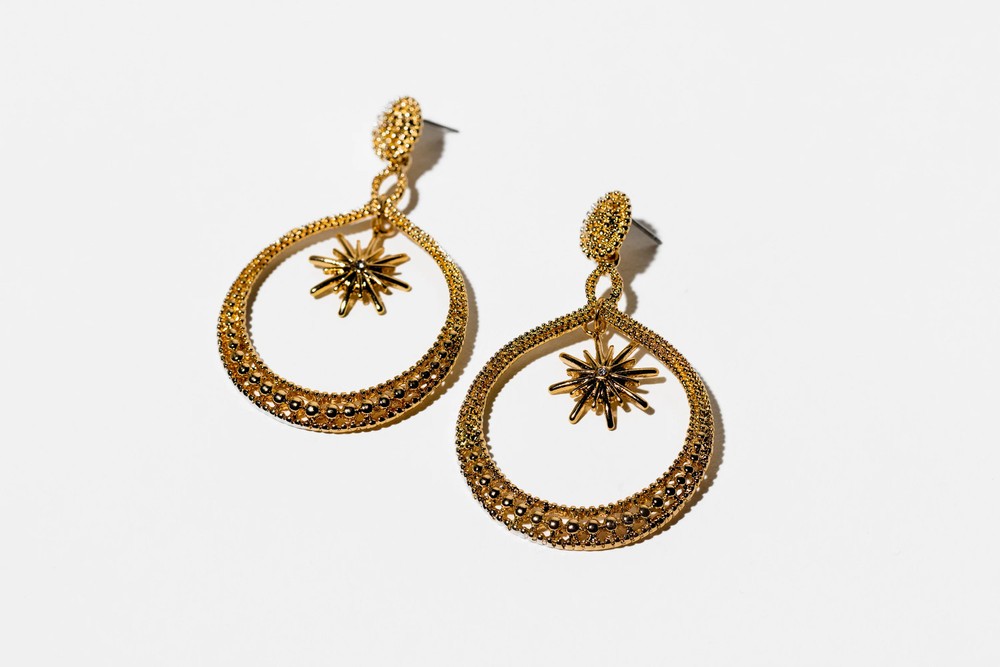 Gold Hoop Earring With Star