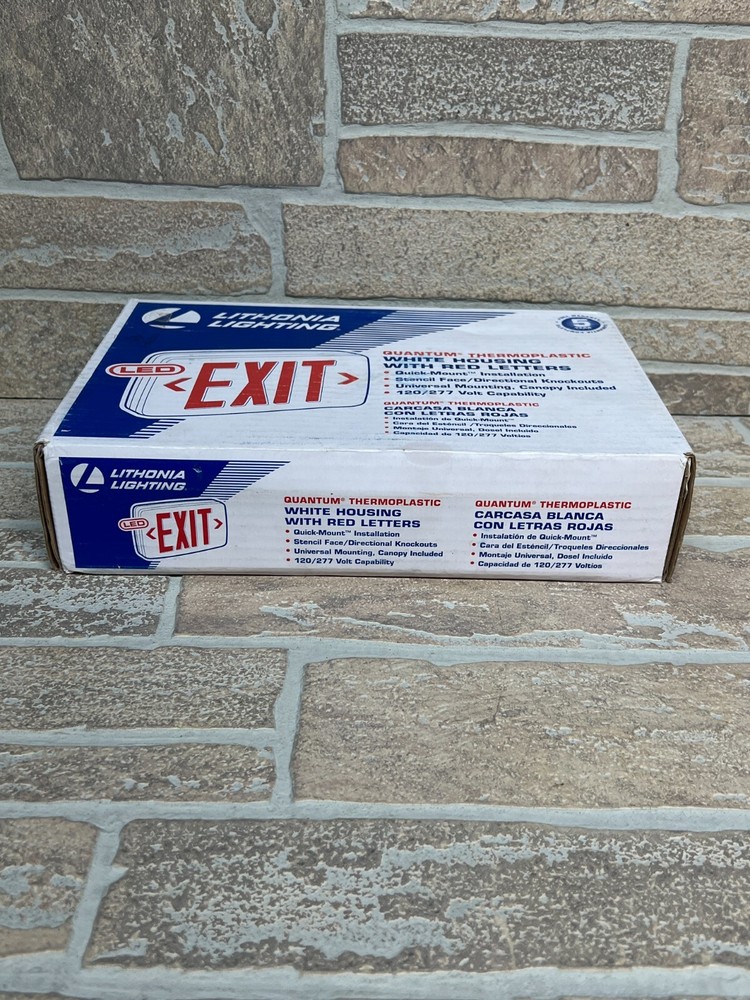 Lithonia Lighting Quantum Thermoplastic LED Emergency Exit Sign, Red Letters