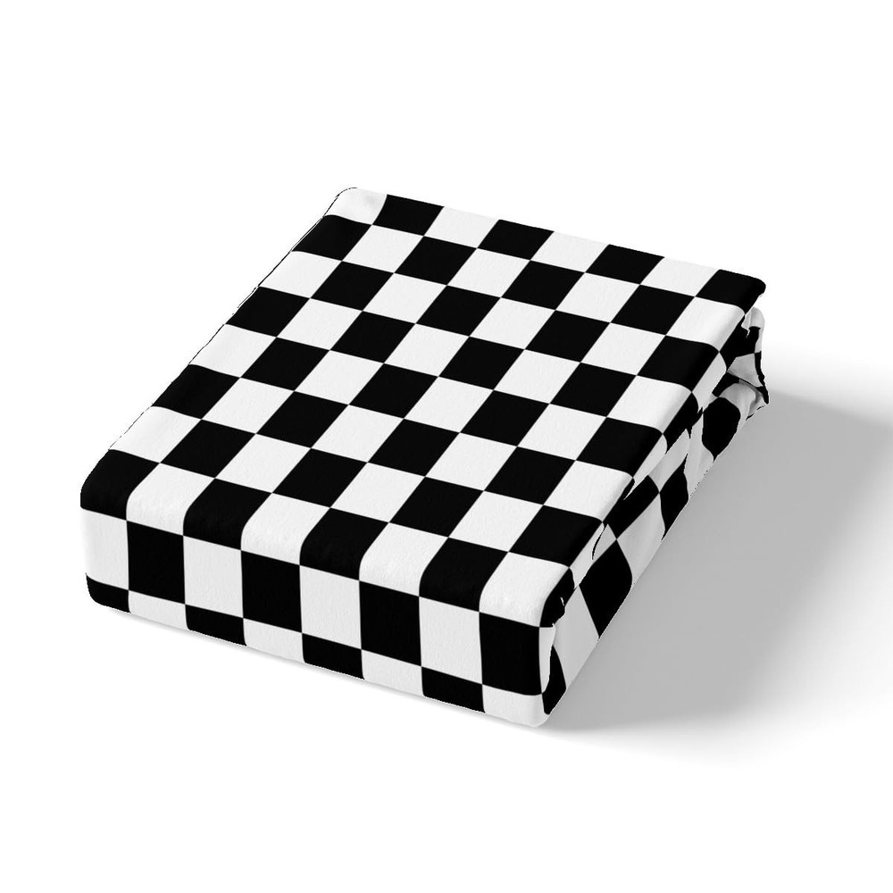 Geometric Checkerboard Patchwork Fitted Twin Size,Abstract Plaids Grids Chess...