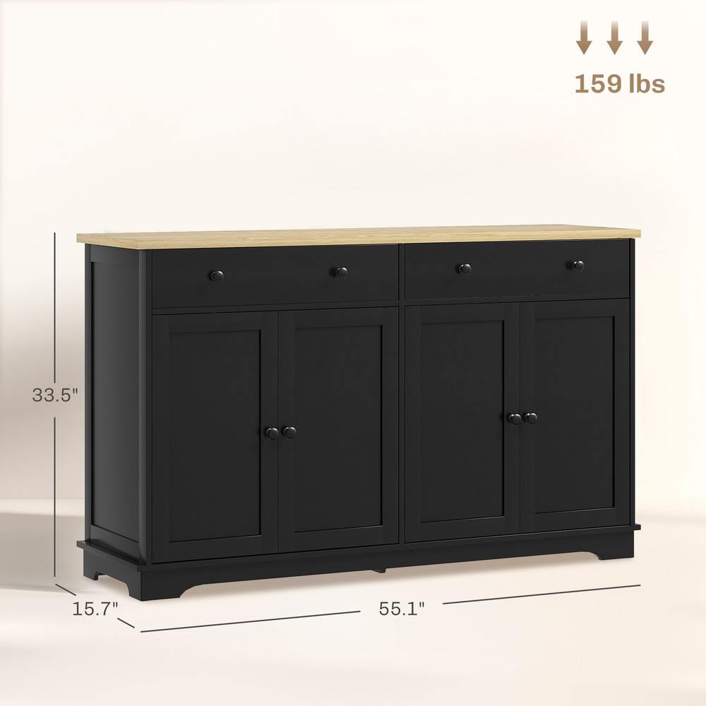 Modern Sideboard, Buffet Cabinet with Storage Drawers, Adjustable Shelves