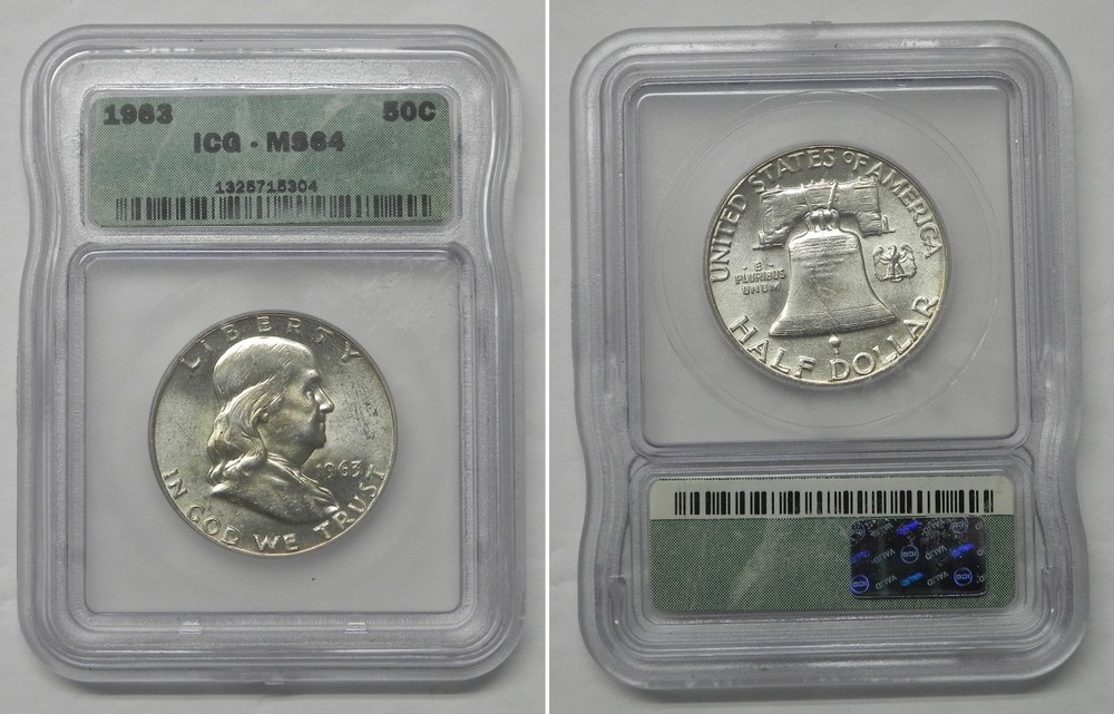 1963 Franklin Half Dollar 50c, ICG MS64  #5304
