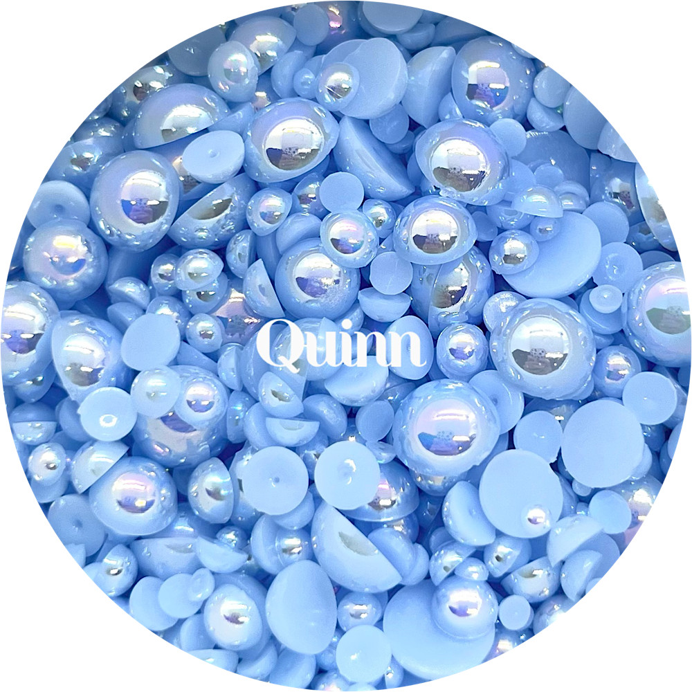 Flat Back Non-Hot Fix Pearls - AB Light Blue