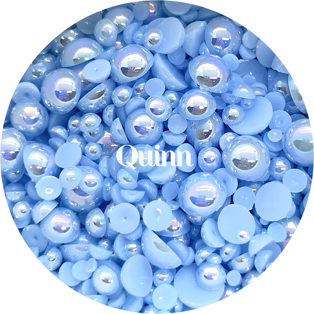 Flat Back Non-Hot Fix Pearls - AB Light Blue