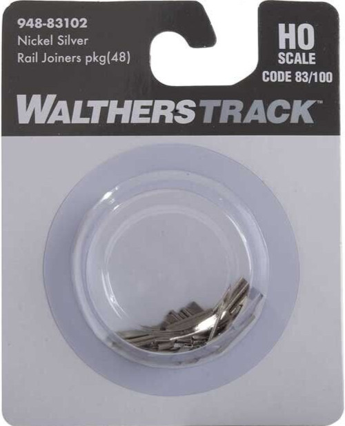 Walthers HO Scale ~ New ~ Code 83 & 100 ~ Nickel-Silver Rail Joiners (48) 83102