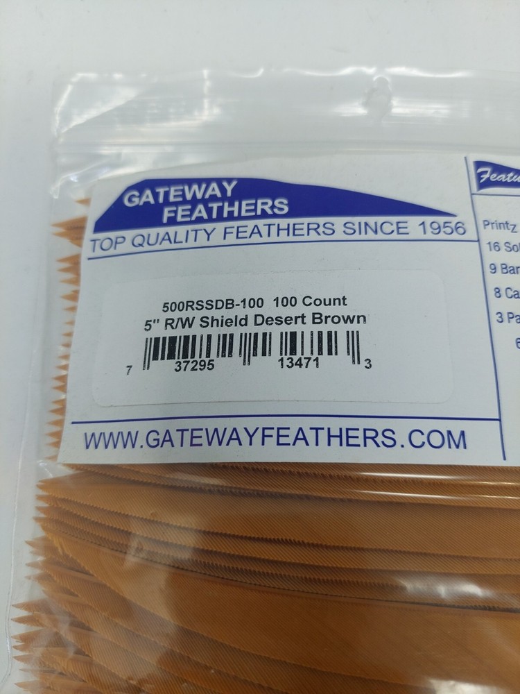 100pk Gateway Feathers 5" Right Wing: Shield Desert Brown 500RSSDB-100