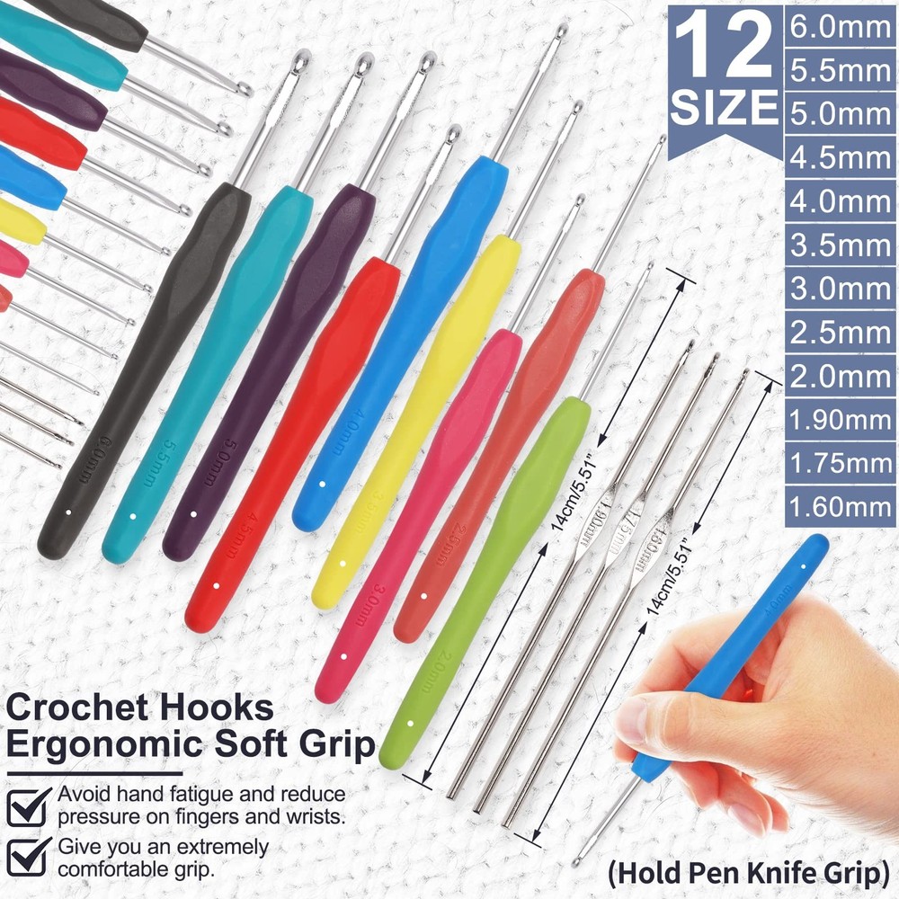 XSEINO Crochet Kit with Step-by-Step Video Tutorials，Premium Bundle Includes ...