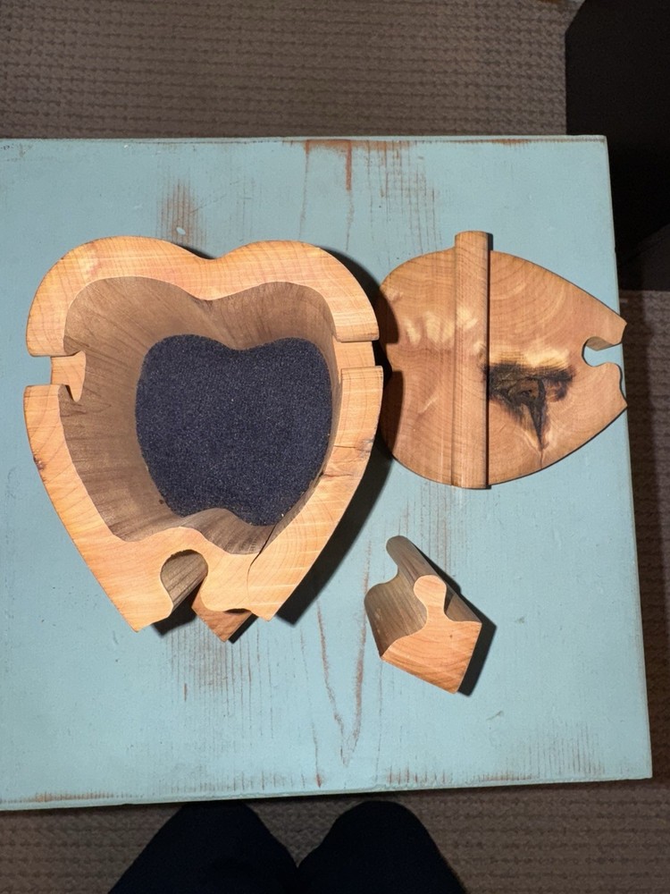Vintage Heart Shaped Jigsaw Trinket Box