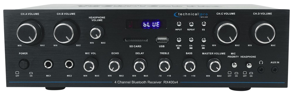 Technical Pro RX4CH Bluetooth Home Receiver+(8) 3.5" Cube Wall Speakers in White