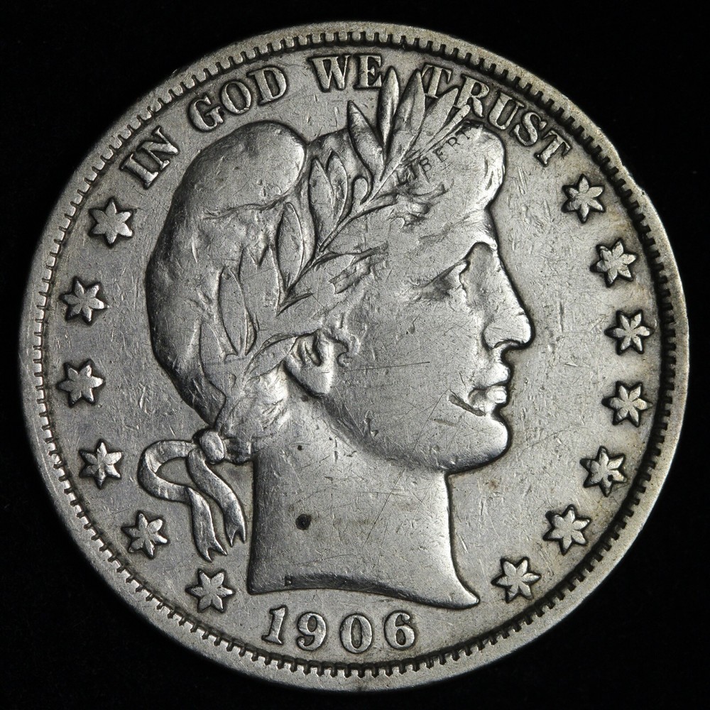 1906-D Barber Silver Half Dollar VF E311 YHM
