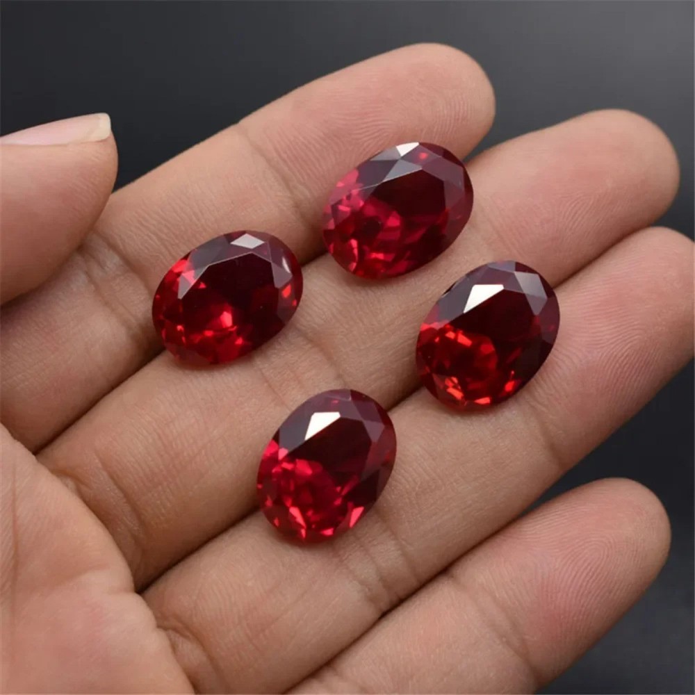 Blood-red Ruby Mohs Hardness 9 Oval Cut Gemstone Egg Shape Faceted Ruby Gem
