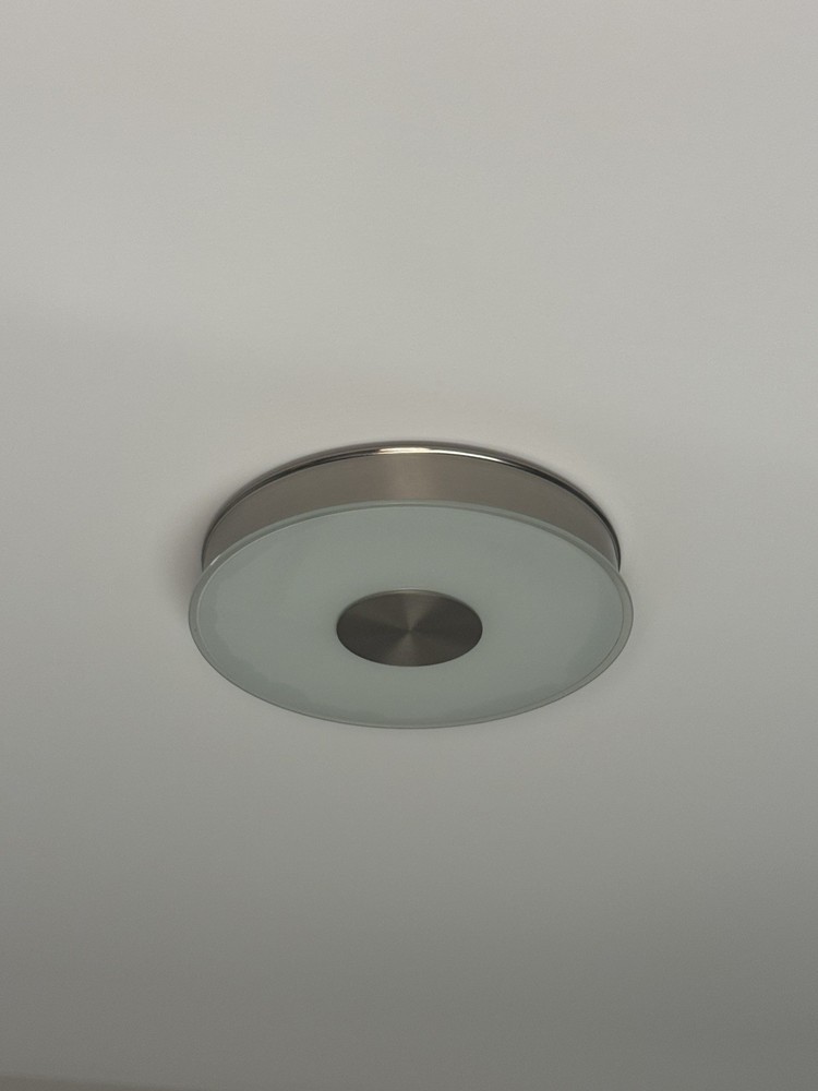 Modern Brushed Nickel Flush Mount Ceiling Light – Circular Glass Fixture