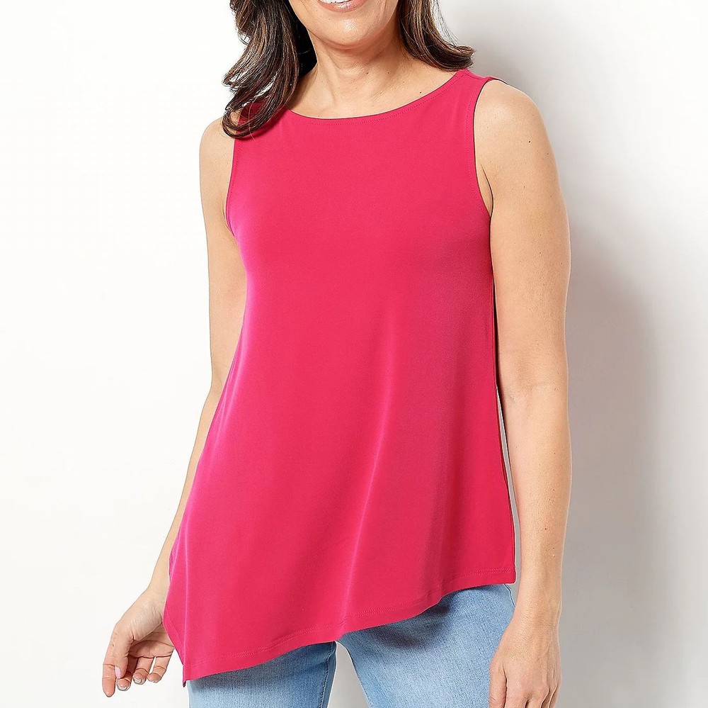 Susan Graver Modern Essentials Size 2X Passion Pink Regular Liquid Knit Tank