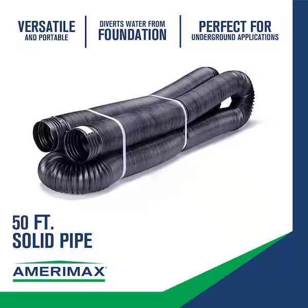 FLEX Drain 4 In. X 50 Ft. Black Copolymer Solid Drain Pipe