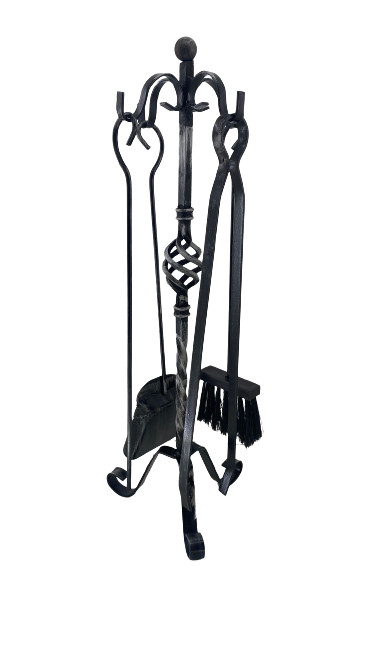 Fireplace Accessory Set Tool Kit Tripod Wrought Iron Fire Stove Pineapple Large