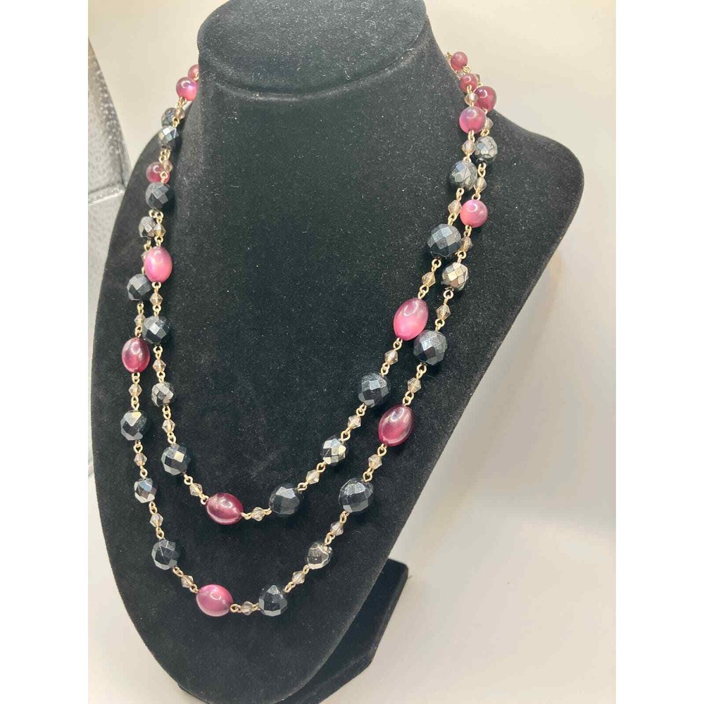 Purple Different Types Beaded Chain 19.25"Necklace!