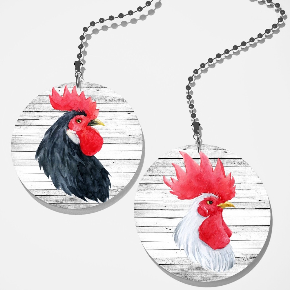 Set of 2 Coordinating Farmhouse Chickens Fan Pull / Light Pull
