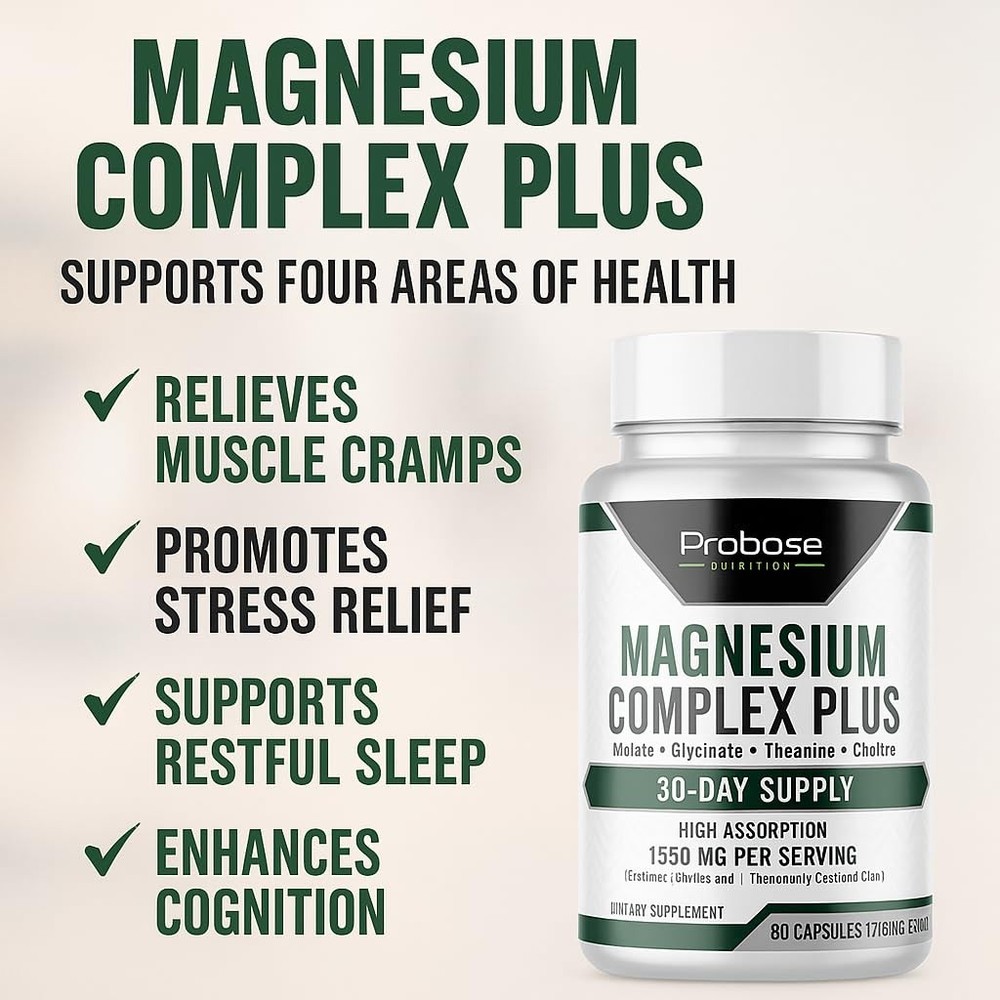 Probase Nutrition Magnesium Complex Plus with Magnesium Malate, Glycinate, L-Th