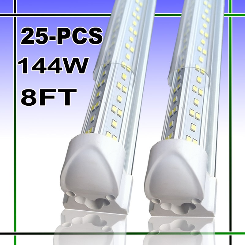 25 Pc 8 Foot LED Shop Lights 144w Fixture 8ft T8 LED Tube Light 8' Garage Light