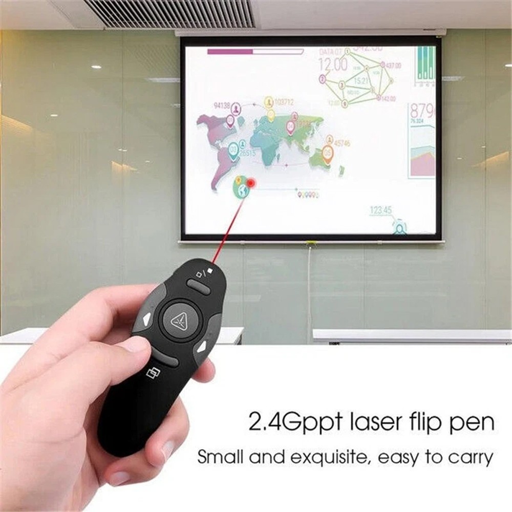 Wireless USB Presenter PowerPoint Pointer Clicker Pen Laser PPT Remote Control
