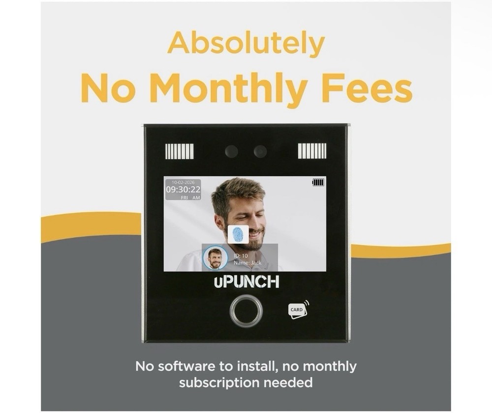 uPunch MK5000 AI Face Recognition Computerized Time Clock for Employees | Adv...