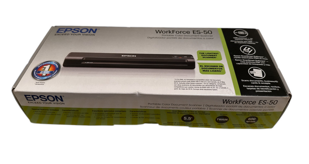 Epson ES-50 WorkForce Portable Document Scanner - Black