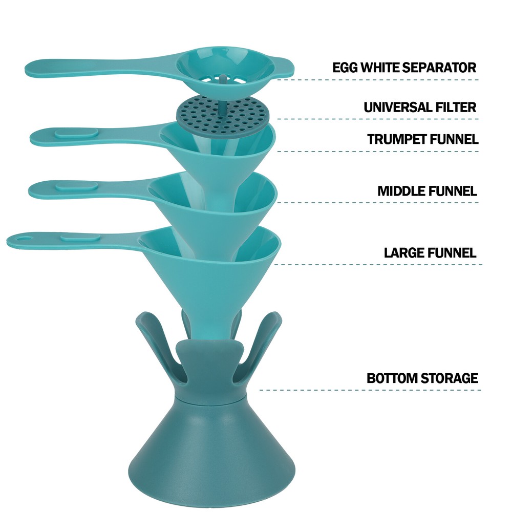 6PCS Kitchen Funnel Set with Detachable Strainer Filter & Egg Separator BPA-Free