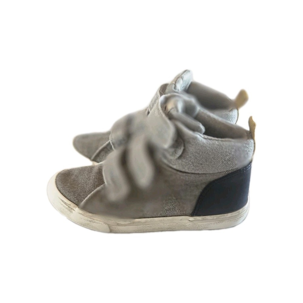 Cat & Jack Gray High top Sneakers Hook & loop Strap Childs Size 10