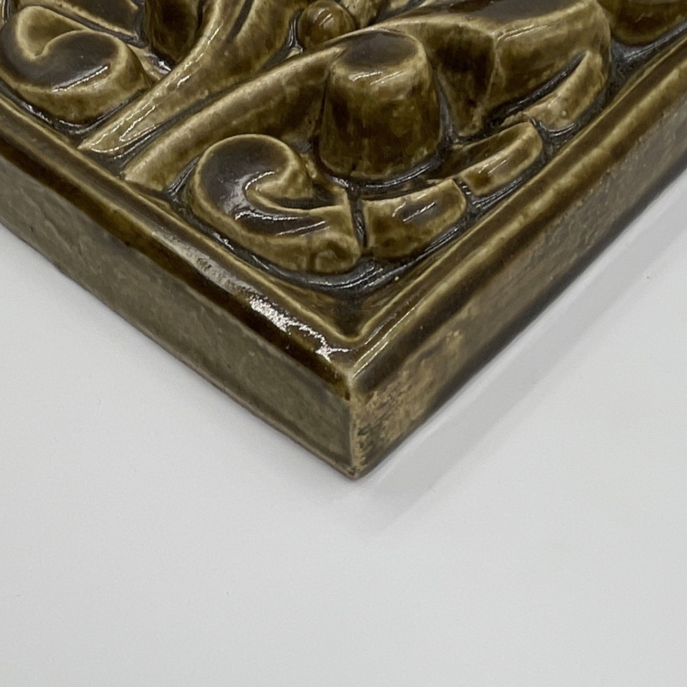 Vintage Brown Glossy Ceramic Decorative Square Tile 6x6 in Abstract Pattern