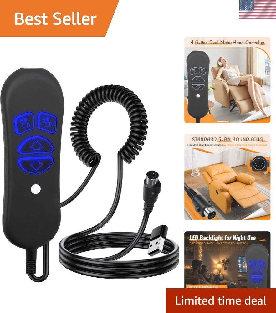 Ergonomic Recliner Remote Control with USB Port & LED Light - Easily Operate