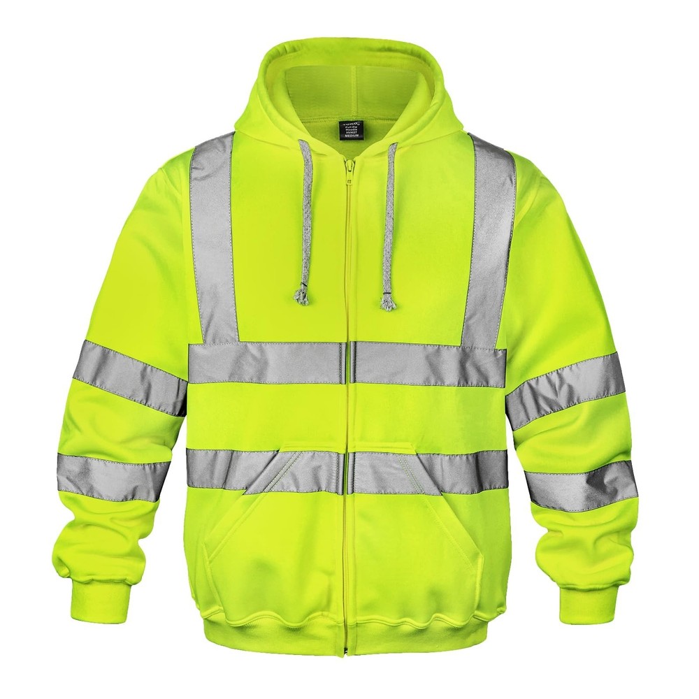 wefeyuv Hi Vis Men's Solid Color Reflective Visibility Sweatshirts Pullover